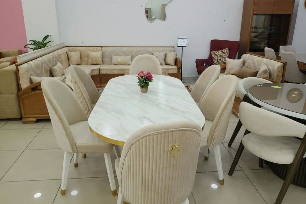 Table Marbre Blanc 6 Chaises